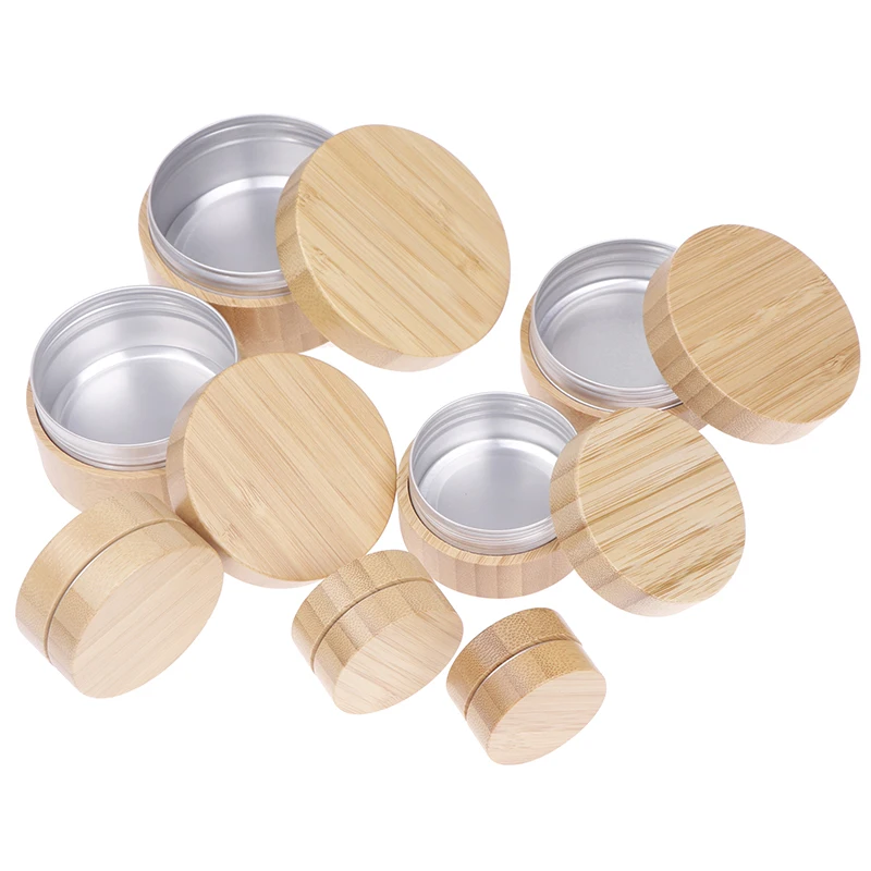 10/15/30/50/60/80/100g Bamboo Bottle Cream Jar Nail Art Mask Cream Refillable Empty Cosmetic Makeup Container Bottle Storage Box