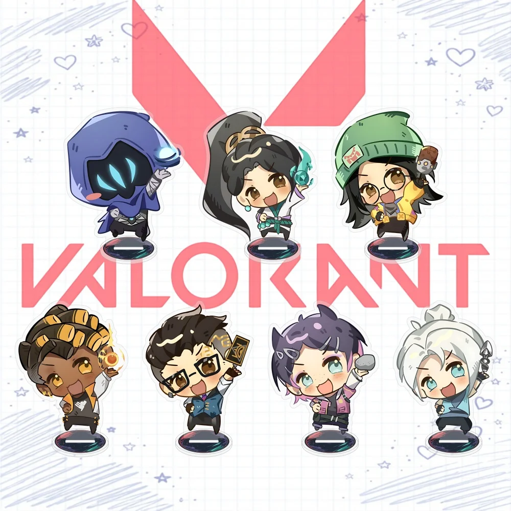 Game VALORANT Acrylic Stand Figure Cute Chibi Jett Reyna Killjoy Neon Gekko Figure Cute 10cm Desk Decoration Keychain