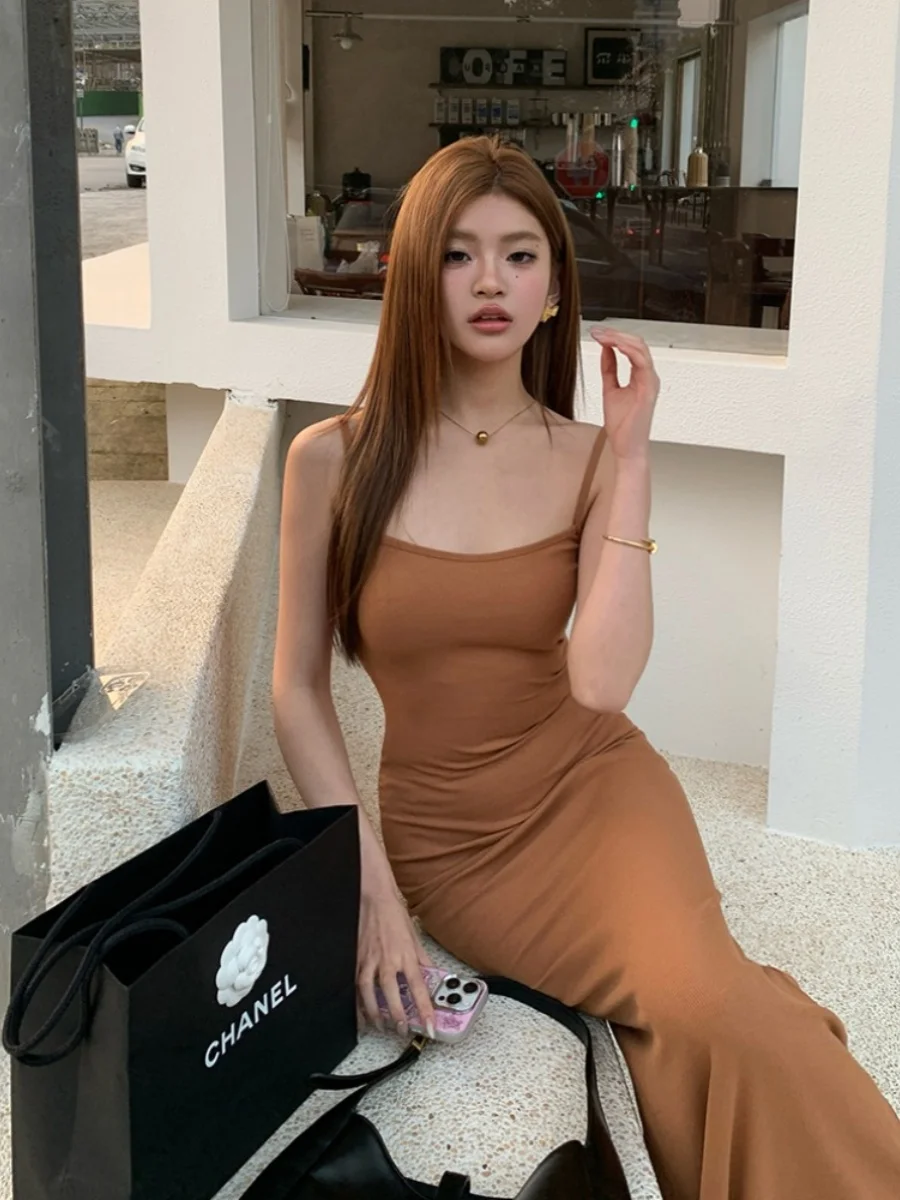 Kardaian Lente Zomer Sexy Pittig Afslanken Bla Strapl Lange Dr Dames Dr Hoge Taille Modale Vezel 92% Spandex 8%