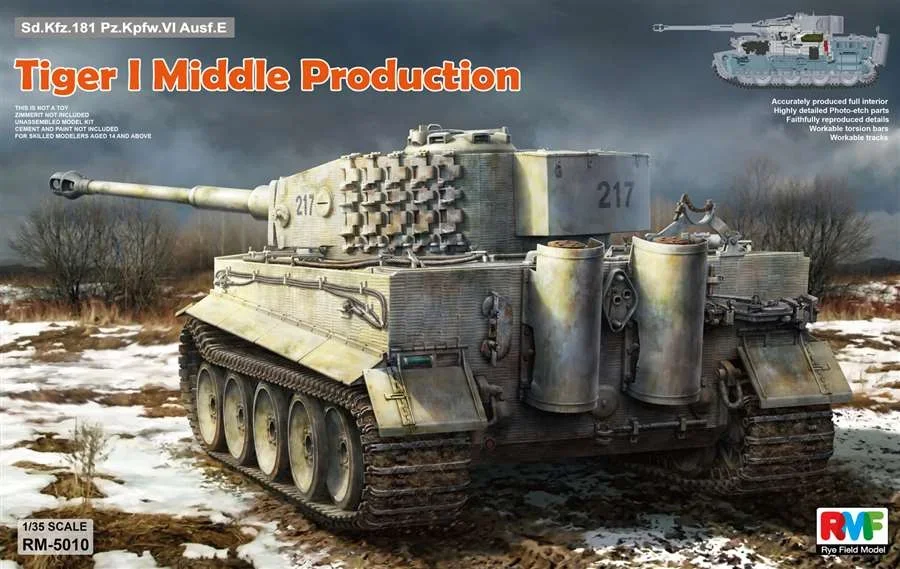 Rye field modell montiert tank modell kit RM-5010 tiger 1 schwerer tank mittlerer typ, volle interne struktur 1/35