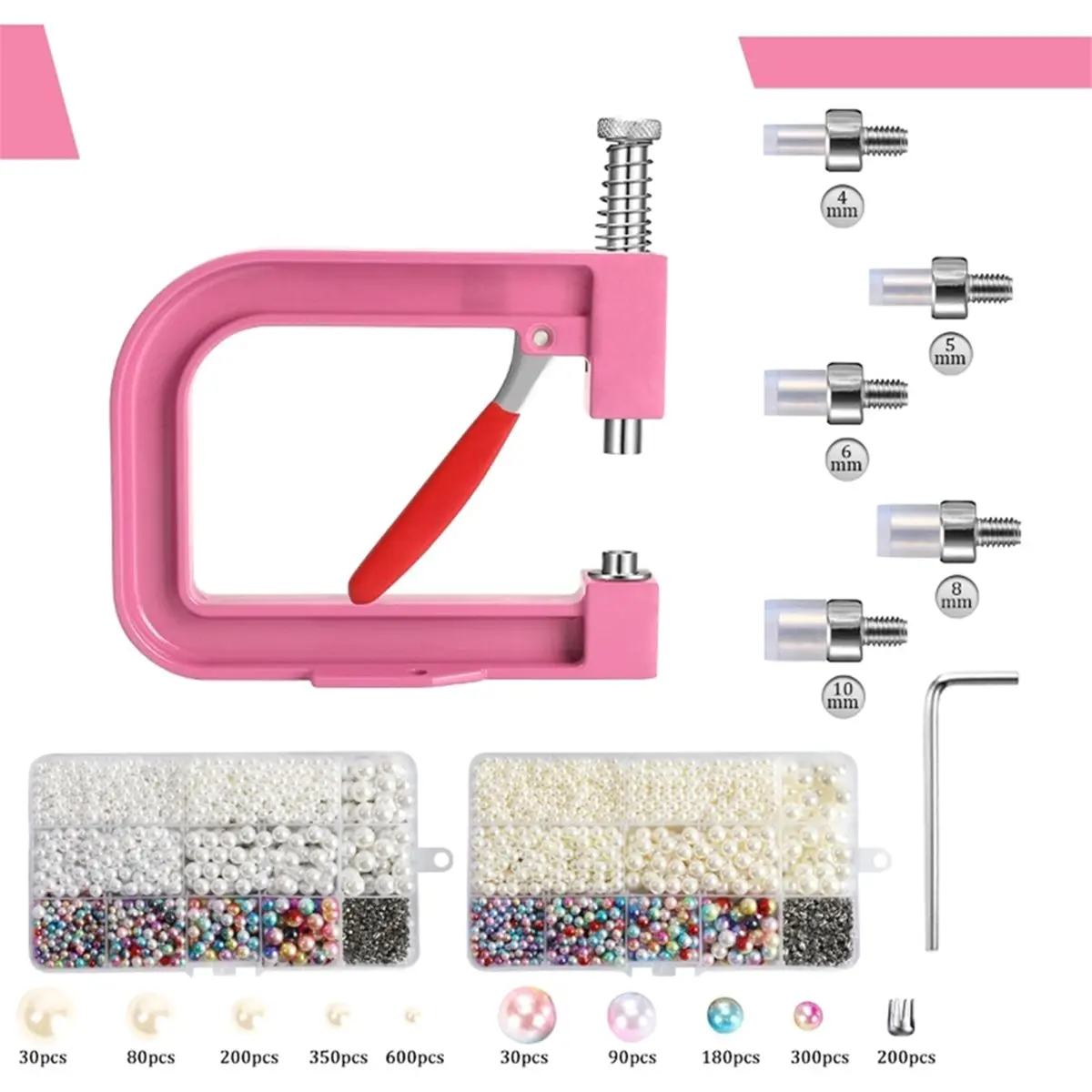 Hand Press Pearl Setting Tool Set, Beads Rivet Fixing Machine, DIY Handmade Pearl Setting Machine for Crafts Accessories