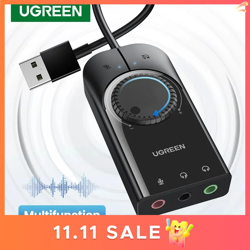 UGREEN – carte son externe USB 3.5mm, adaptateur Audio pour Microphone, ordinateur portable, PS4, casque