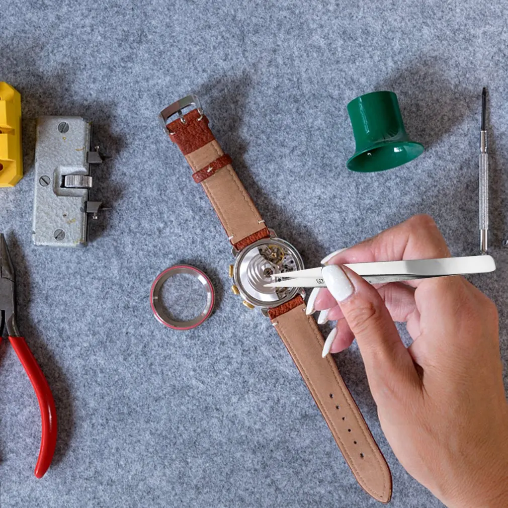 Керамический пинцет прямой направленный для пайки электроники с ручкой из нержавеющей стали серебра, прецизионный ручной инструмент