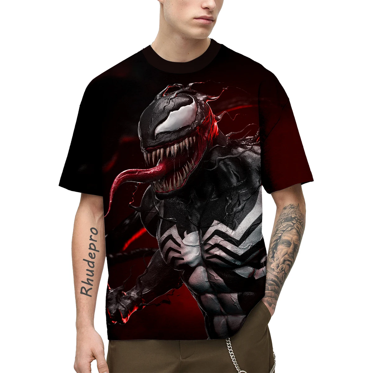 Miniso T-Shirts Venom Avengers Cartoon Anime 3D Print Streetwear Men Women Casual Fashion Oversized T Shirt Kids Boys Girls Tops