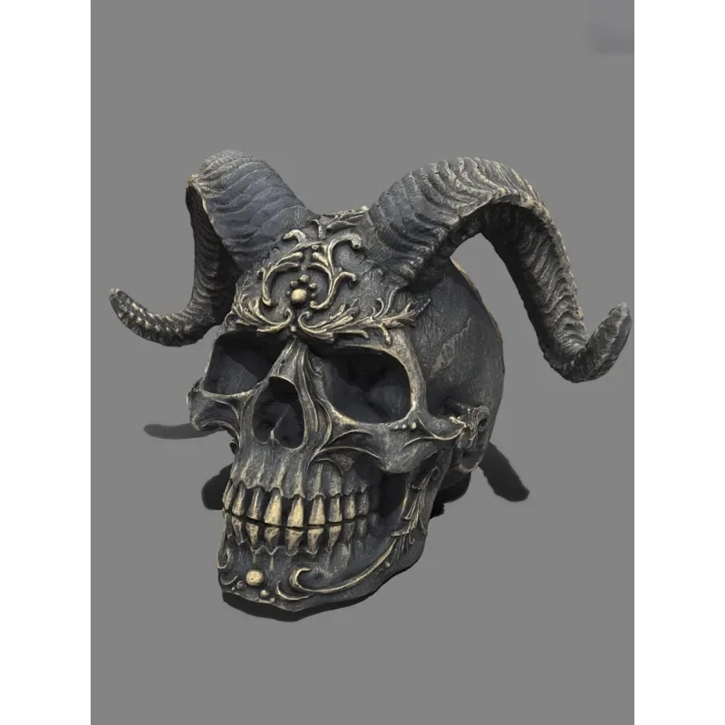 Medieval Croissant Skull Dark Gothic Style Punk Style Satan Sculpture Craft Ornament Haunted House Secret Room