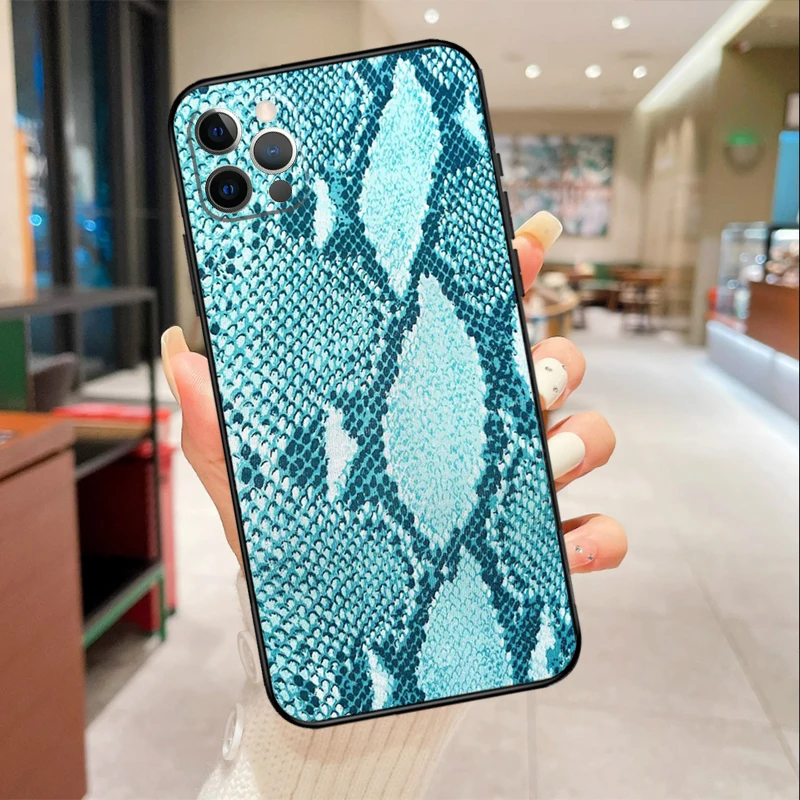 Snake Skin Print Phone Case For iPhone 16 15 13 11 12 14 Pro Max Mini XR X XS Max 6S Plus Cover