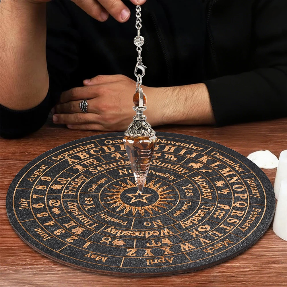 2pcs Crystal Spirit Pendulum Set with Carving Divination Pad, Used for Divination, Meditation, and Chakra Balance