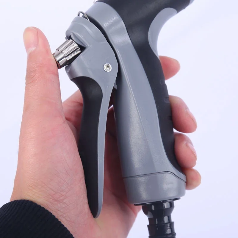 High-Pressure Car Wash Water Gun With Rubber Handle Household Alloy Long Pole Metal Extension Wrapped Watering Tools
