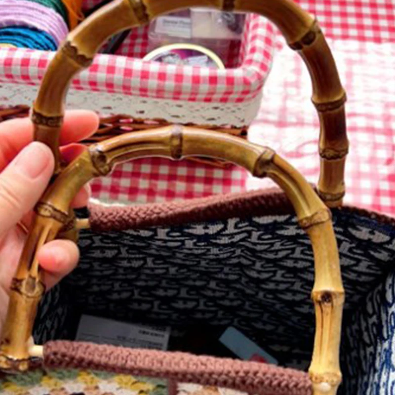 Nieuwe D-Vorm Ronde Bamboe Tas Hout Handgrepen Handgemaakte Vintage Handtas Vervangen Riemen Diy Bag Accessoires Natuurlijke Woden Handgrepen