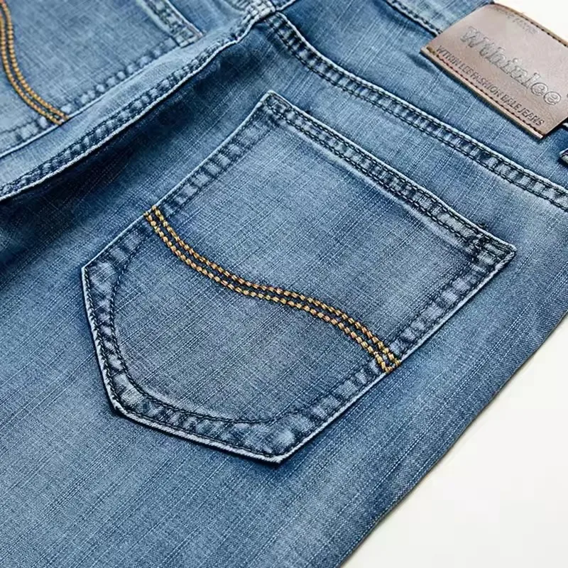 2025 شورت دينم كلاسيكي مستقيم للرجال بطول الركبة سروال رياضي أزرق غير رسمي العلامة التجارية الجديدة خيارات حجم كبير 30-40 #3