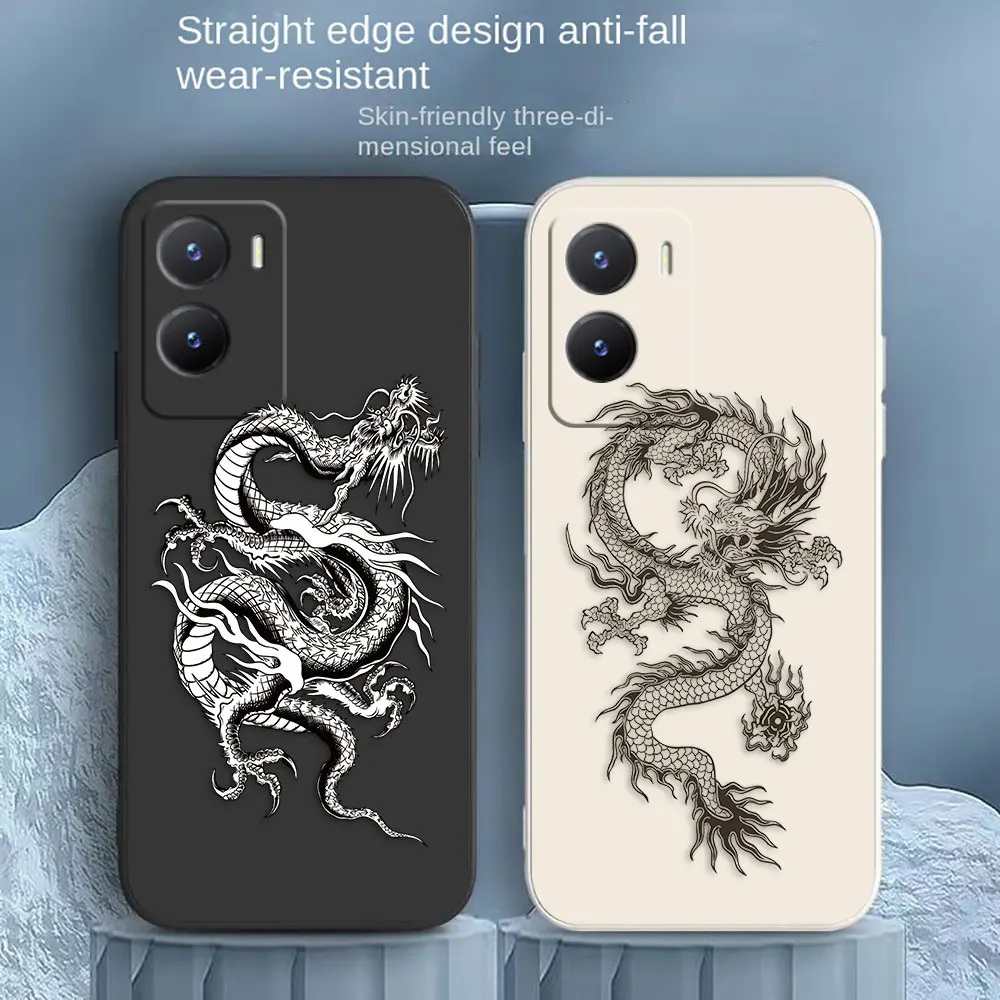 Chinese Dragon Pen Drawing Phone Case For VIVO Z1 Y20 Y21 Y22S Y31 Y55 Y35 Y51 Y51S Y53S Y72 Y75 Y76 Y77 Y81 Y85 Y93 Case Funda