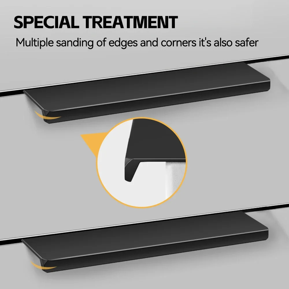 Aluminum Alloy Wardrobe Door Pulls Hidden Handles for Kitchen Cabinets Dresser Drawer and Cupboard Furniture Handles Hardware