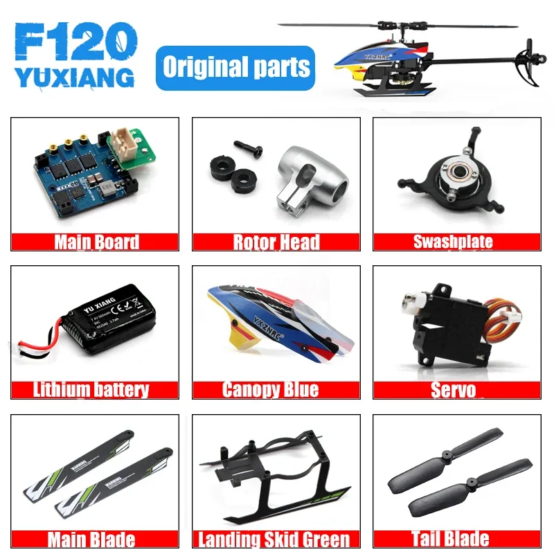 YUXIANG YU Xiang F120 E120S RC Helicopter Parts Frame Motor ESC Charger Tail Blade Canopy Servo Propeller Blade Receiver
