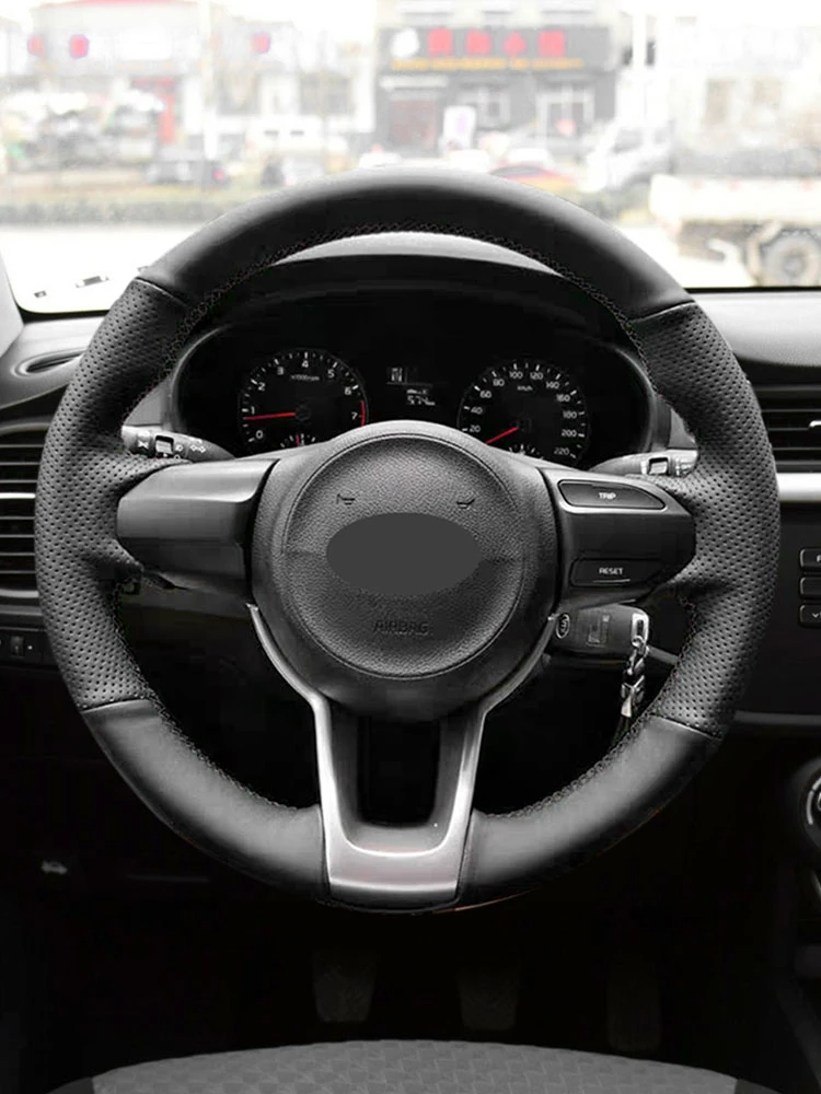 

Для Kia Rio 2017 2018 2019 Rio5 2019 K2 2016 Picanto Morning 2017, чехол на руль автомобиля, перфорированная кожаная отделка, аксессуары