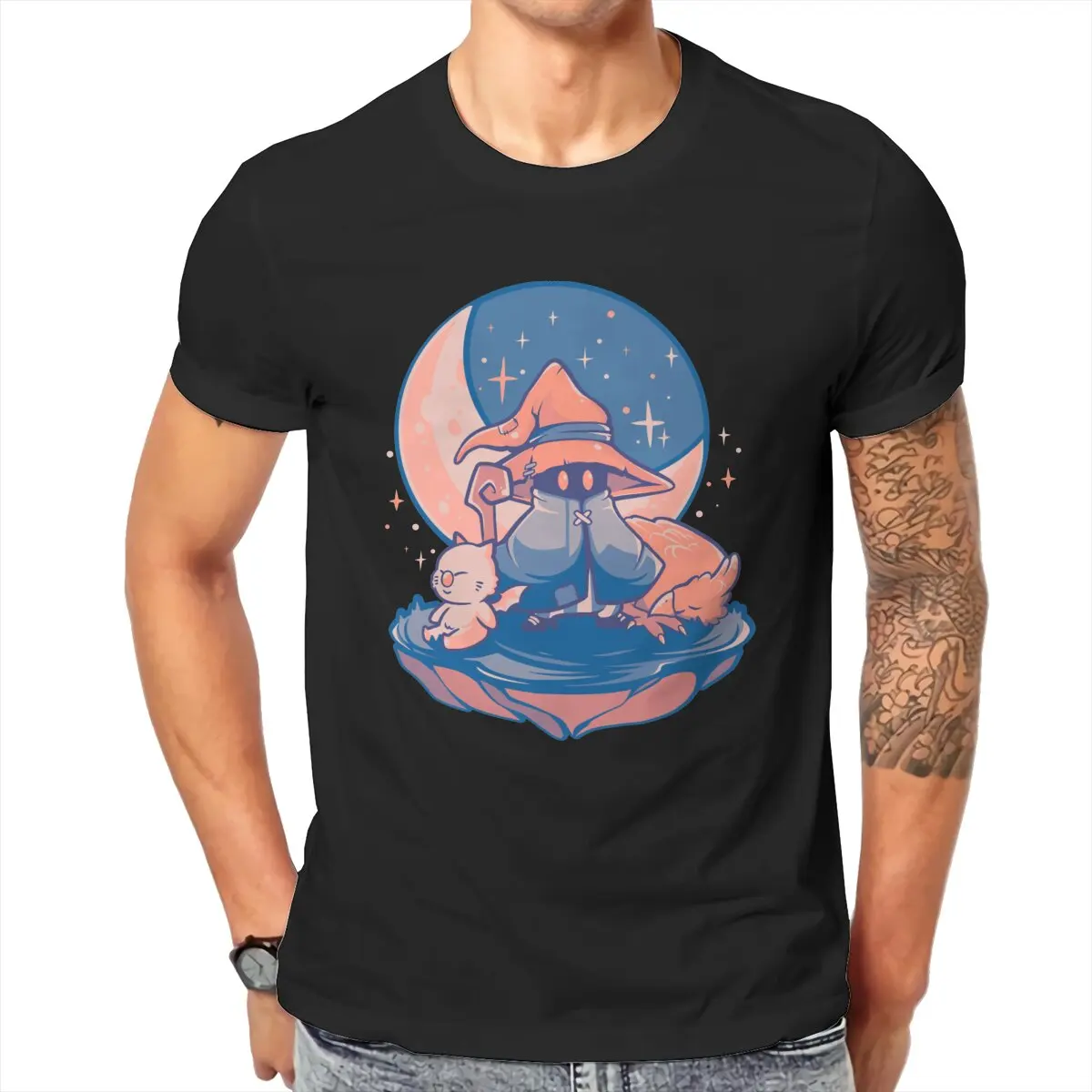 Men's FFIX Nightfall Black Mage X Moogle T Shirts Final Fantasy Cotton Tops Casual Tees New Arrival T-Shirts Final Fantasy