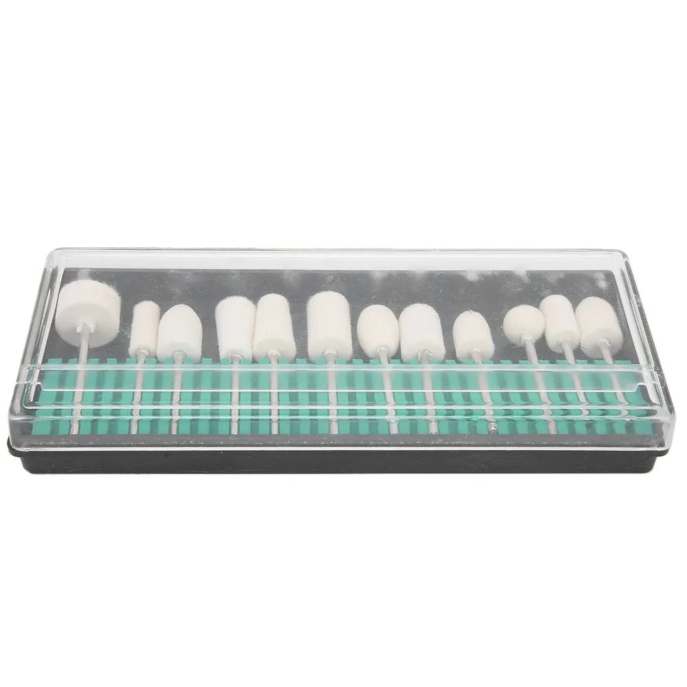 12pcs Premium Wool Felt Wool Felt Nail Polishing Head White Nail Drill Buffing Bit Jewelry Polishing Felt Head