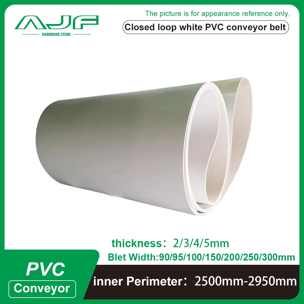 

White PVC Industrial Transmission Conveyor Belt Perimeter:2500mm-2950mm Belt Width: 90mm-300mm (Can Customized Size)