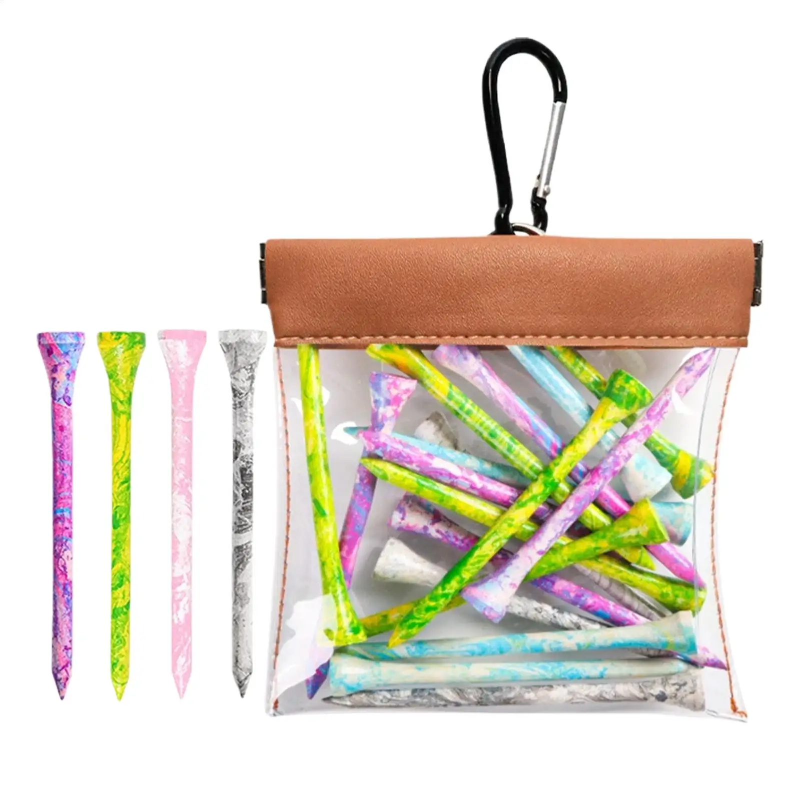 Golf Tee Bag Self-Closing Clear Golfer Accessory Organizer Golf Tee Holder Bag For Beginners Golfers Amateur Players Husbands