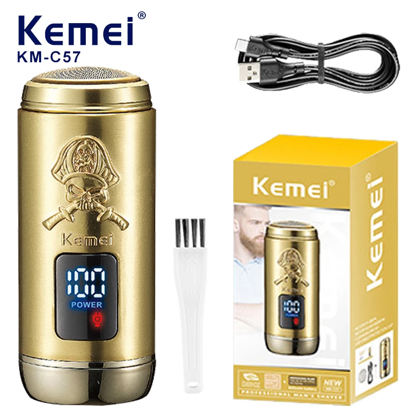 KEMEI Men's Mini Electric Shaver Automatic Trimmer Portable Beard Knife Shaver Rechargeable Razor Travel Car Shaver KM-C57