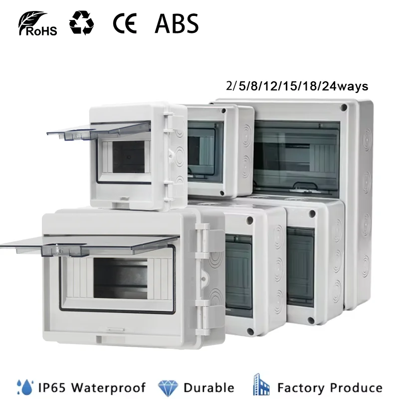 HT Series 2/5/8/12/15/18/24 WAY PC Junction Box IP65 Plastic Outdoor Waterproof Electric Distribution Box