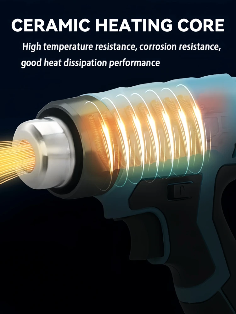 Imagem -04 - Pistola de Calor Elétrica sem Fio Portátil Bicos Makita Dewalt Milwaukee Bosch Black Decker 18v 20v Bateria Li-ion