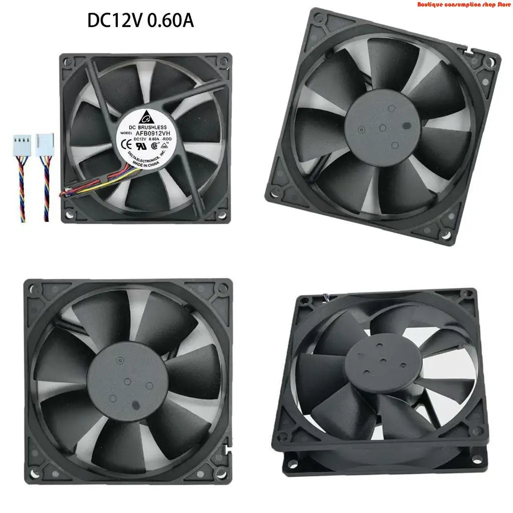 L9NA Spherical Bearing 85CFM High Speed Fan Silent AFB0912VH 9cm for DC 12V 0.60A with Ball Bearing 4000RPM for CPU Server
