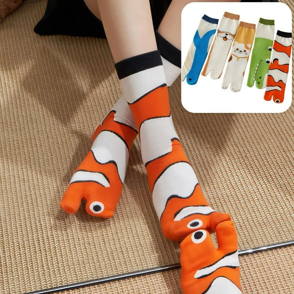 Mode Dolfijn Krokodil Kat Teen-sokken Comfortabel Ademend Mid-kalf Sokken Lange Stijl Zachte Dierenprint Sokken Dames