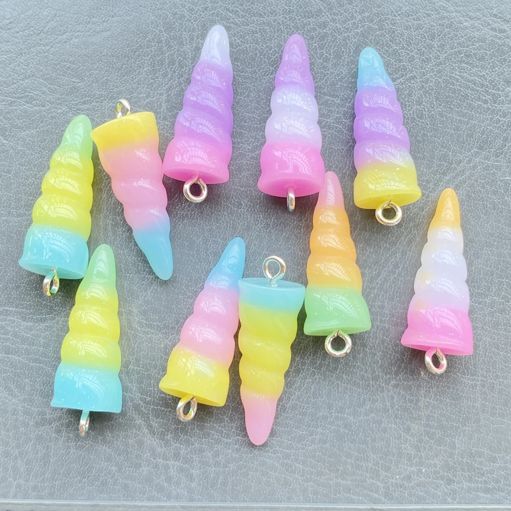 10-Pack Fashionable Cute Colorful Unicorn Horn Resin Pendant Suitable for DIY Jewelry Pendant Earrings Necklace Accessories