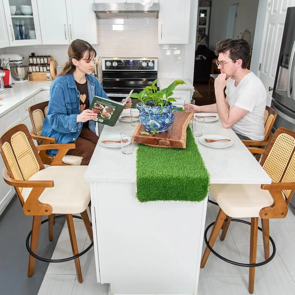 Juego de 2 taburetes de bar giratorios del siglo 30 con respaldos curvos, brazos, estructura de nogal, asientos de cuero beige, estilo ratán para cocina/Islan