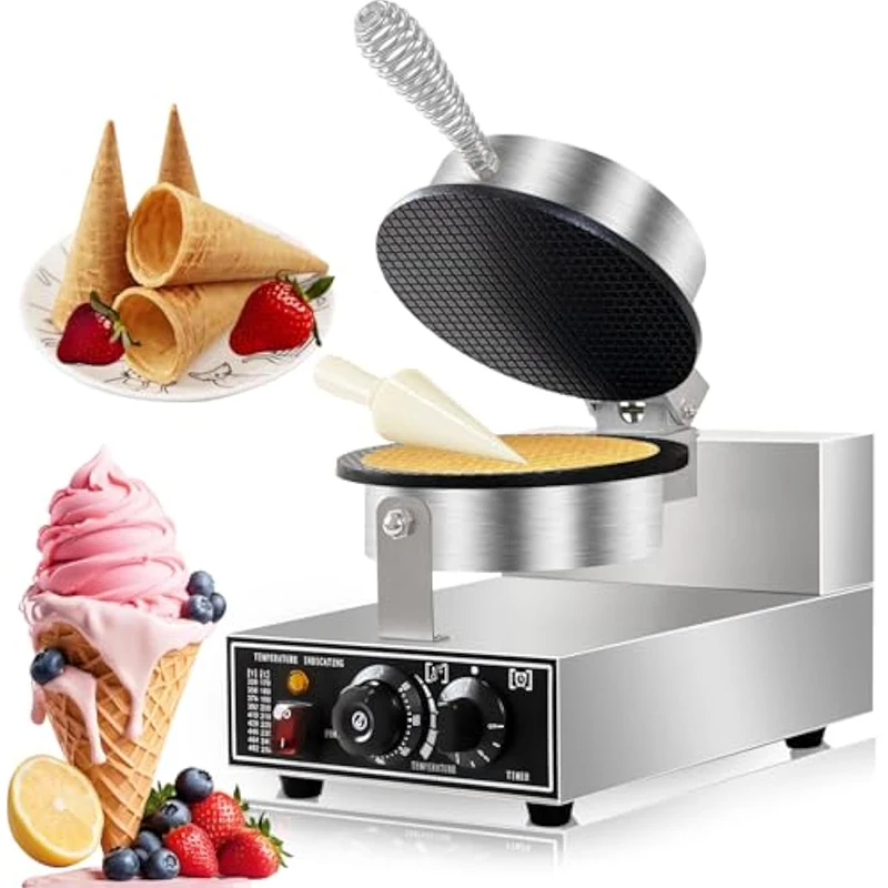 

STLF Commercial Waffle Machine 1100W Stainless Steel Cone Baker Non Stick Restaurant Bakeries Electric Ice Cream Cone Maker