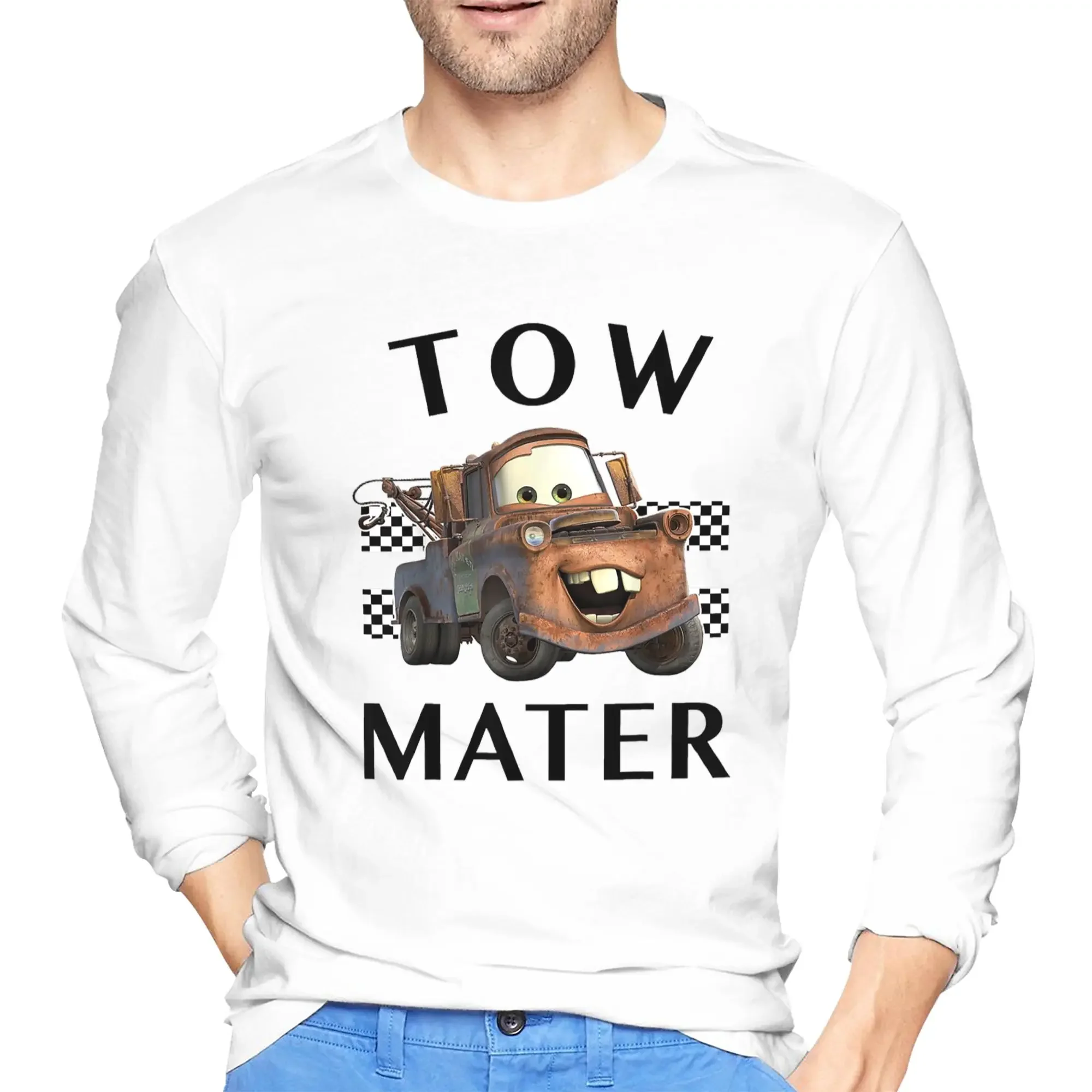 

Tow Mater Men's Long Sleeved T-shirt Fashion Round Neck T shirts Spring and Autumn Men tops