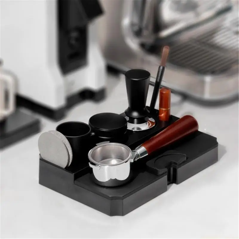 

D0AB Coffee Tool Base Coffee Portafilter Coffee Accessaries Organizers Handle Tamper Stand ABS Texture for Coffee Accessaries