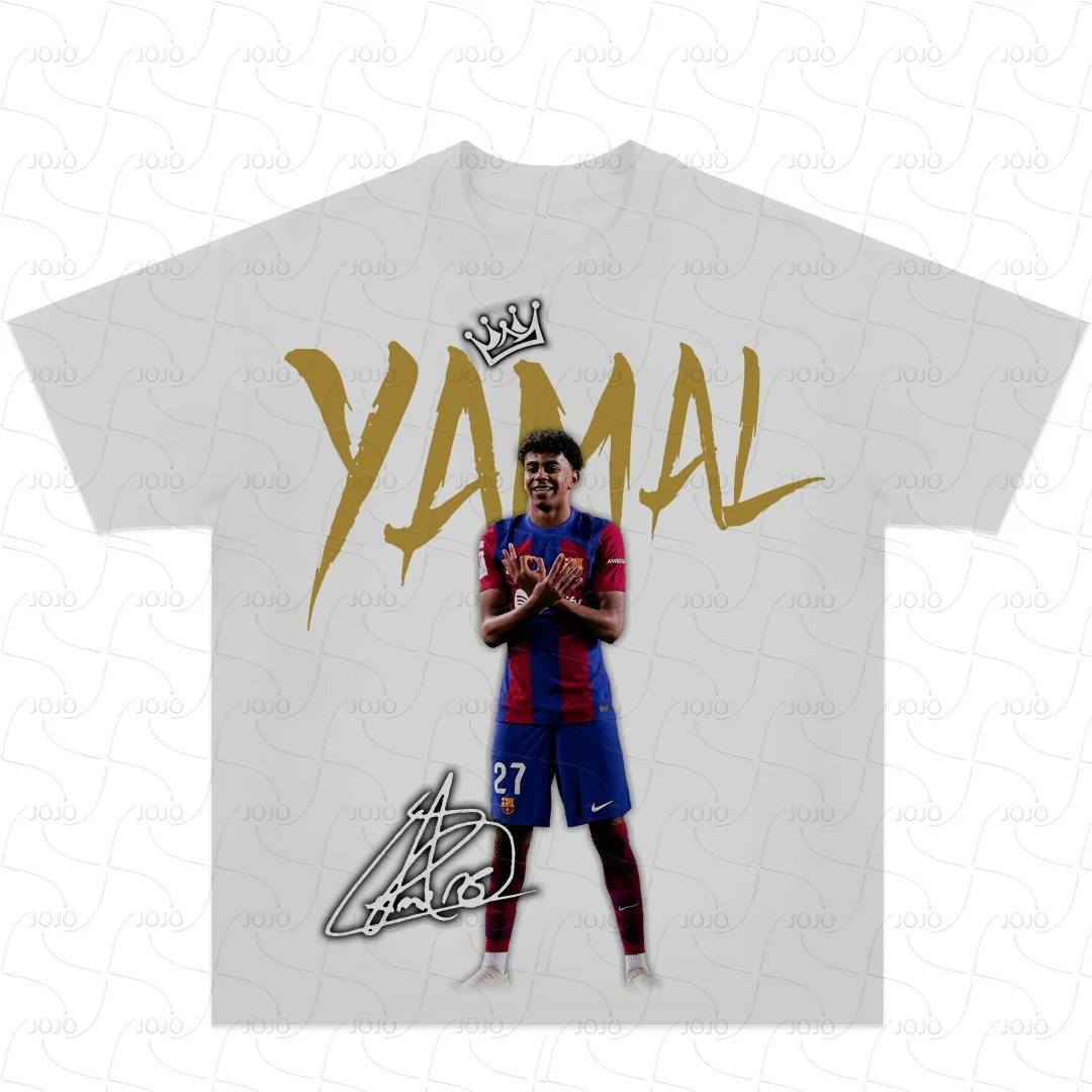 

Football Star Yamal Retro Graphic 3D Printed T-Shirt Men's Soccer Clothing Y2k Unisex Fashion Oversized Ghetto Gangster Top
