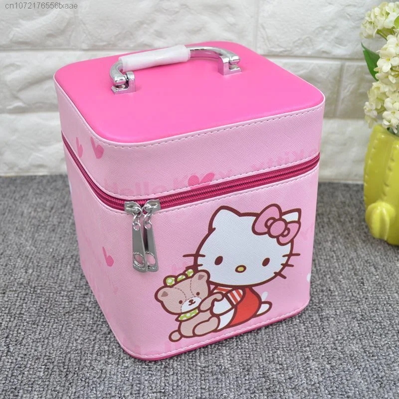 Sanrio Bag Cartoon Hello Kitty Portable Makeup Storage Bag Y2k Women Korean Trendy Home Room Travel Packaging Accessories Boxes