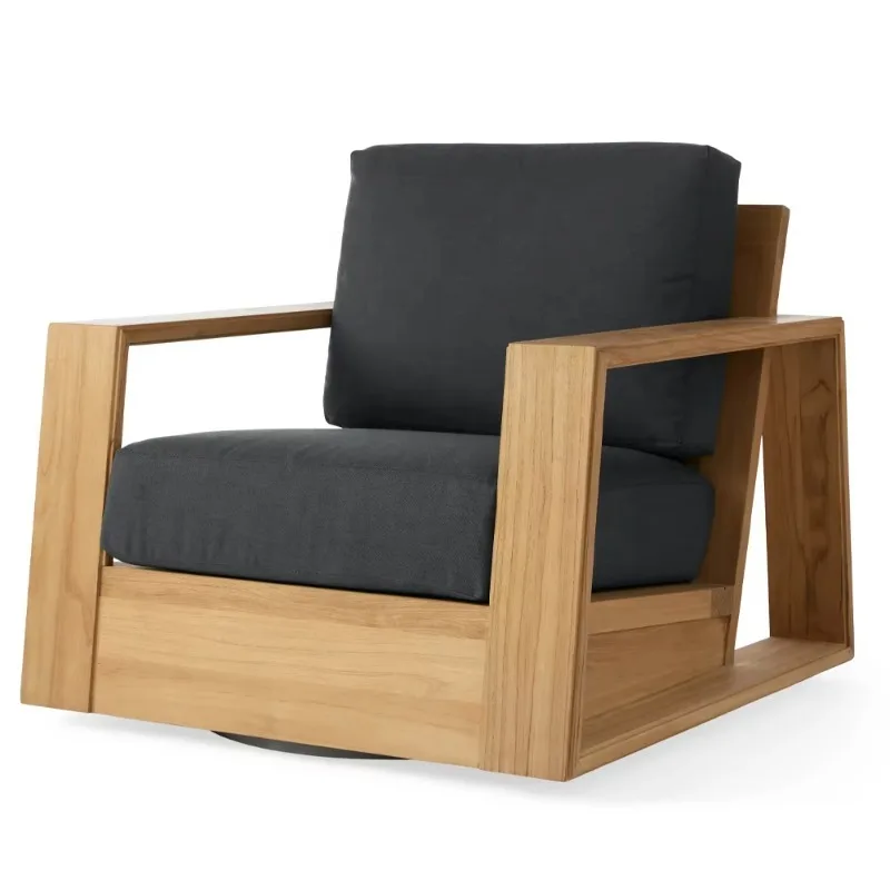 Outdoor Teak Single Swivel Chair A-Grade South American Teak 360 Rotation All-Weather Use Classic Luxury Design