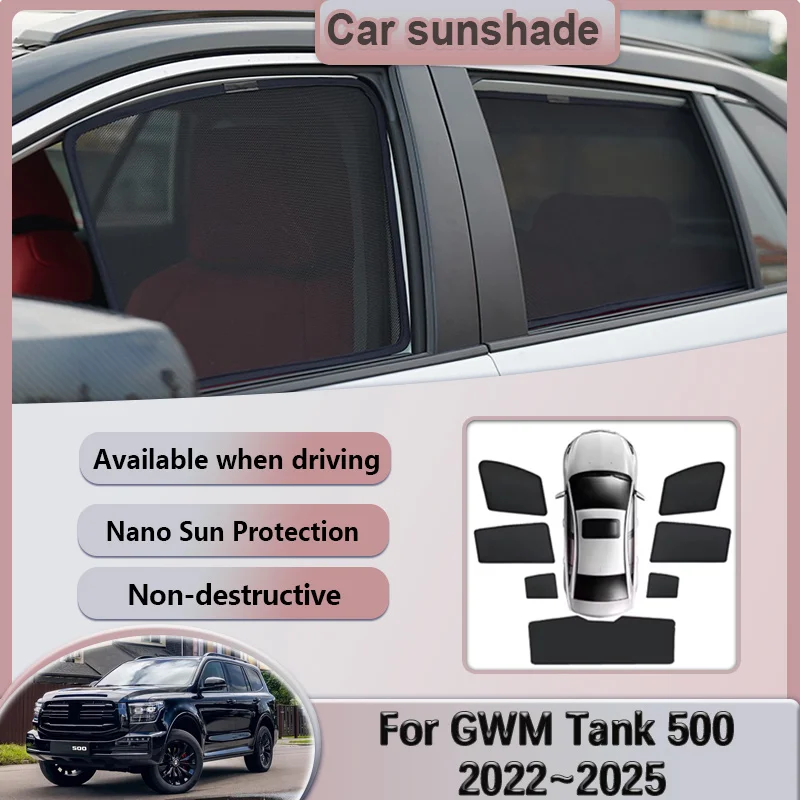 

Car Mesh Sunshades For GWM Tank 500 P03 2022 2023 2024 2025 Sunscreen Magnetic Window Sun Shade Visor Curtain Cover Accessories