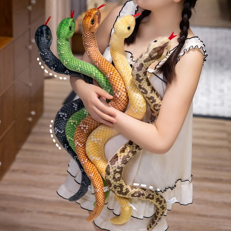 9 Kinds Simulation Snake Plush Toy Lifelike Anaconda Fake Snake Python Model Prank Doll Creative Room Decoration Birthday Gift