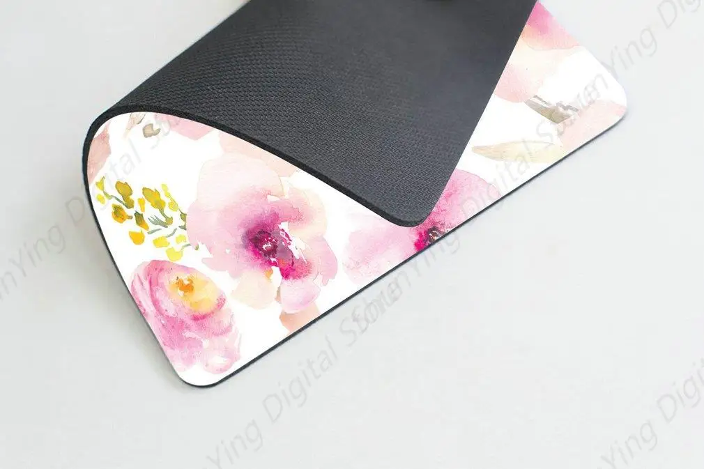 Aquarela moderna rosa e roxo padrão de flor antiderrapante mouse pad adequado para jogos escritório laptops gaming mouse pad