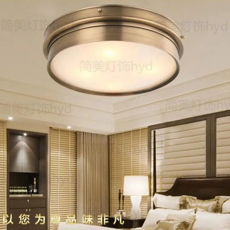Antique Copper led ceiling lights for Dining room kitchen deco round ceiling Lamp Luminaria Bedroom bar E14 Led surfac Lighting