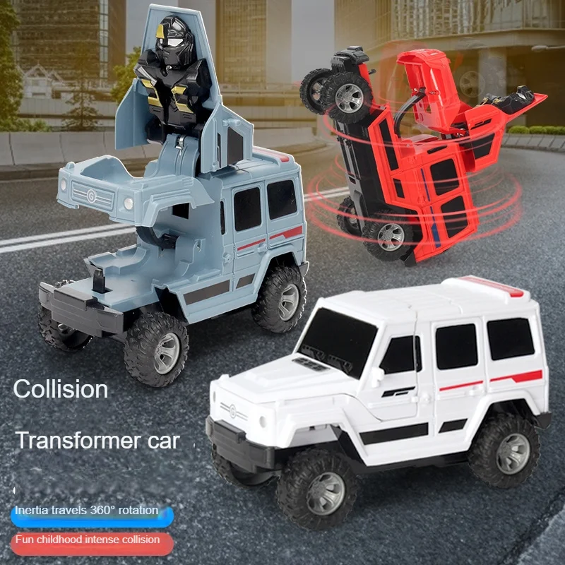 1pc children's inertial collision deformation toy car, stunt collision deformation rotating off-road vehicle simulation model, c