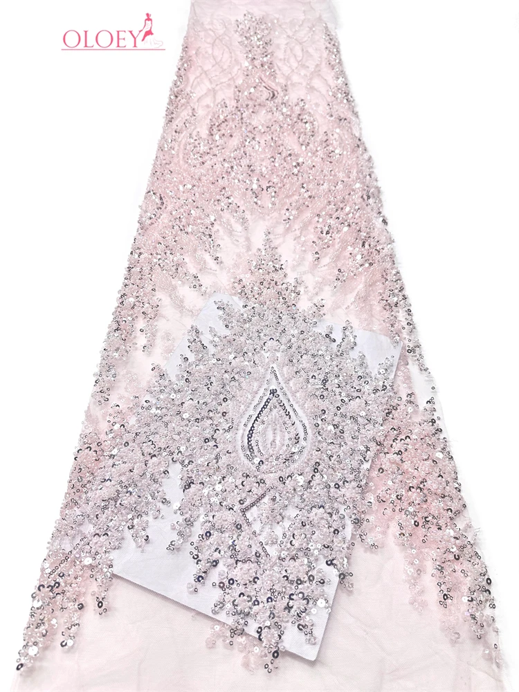 

OLOEY 2026 Нигерийская тюлевая сетчатая ткань с пайетками и кружевом, африканская ткань с бисером высокого качества для пошива женской одежды