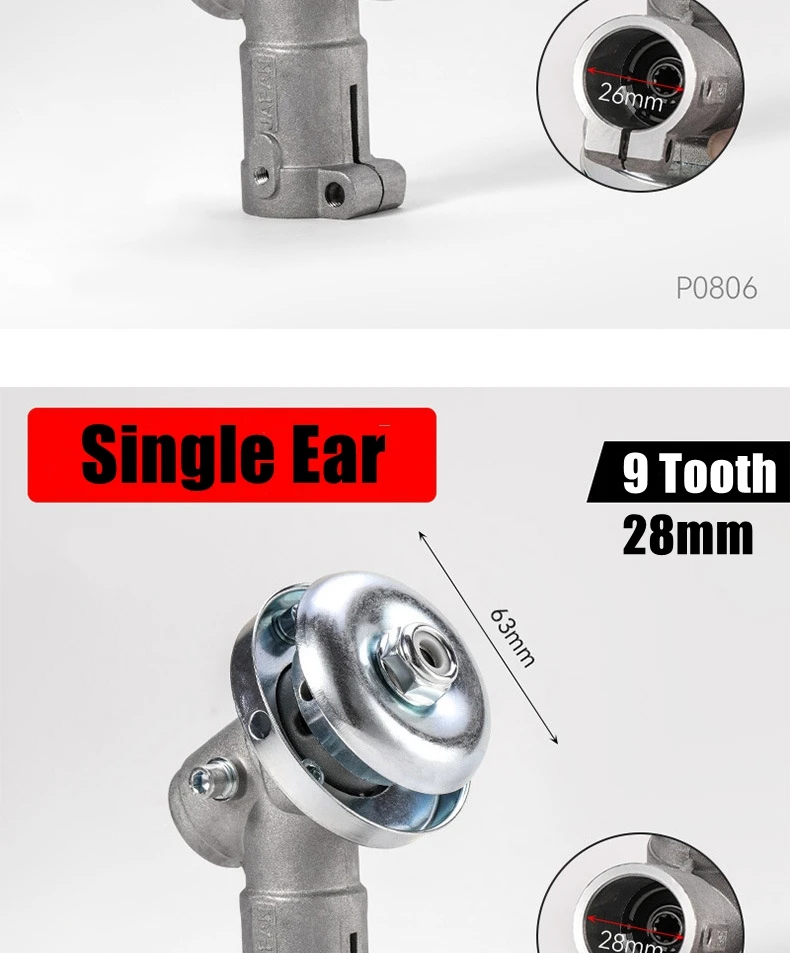 26mm/28mm 9-Zahn Trimmer-Getriebe, Ersatzgetriebekopf für Rasentrimmer, Rasenmäher-Ersatzteile, Gartengerät – Detail 4