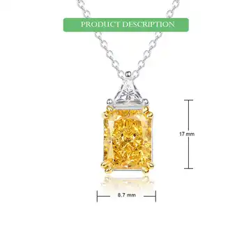 WES 925 sterling silver necklace for woman high carbon diamond 8*10mm CZ yellow zircon anniversary Christmas gifts fine jewelry