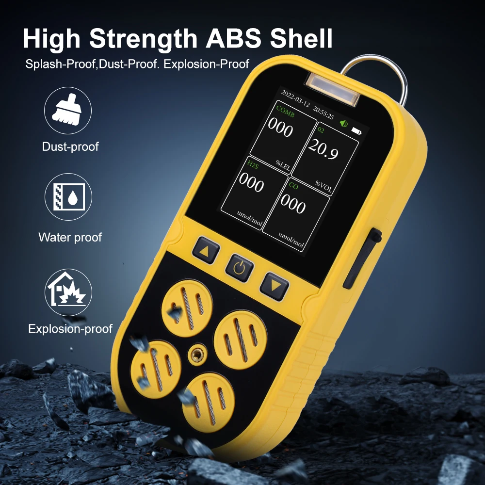 4 In1 Portable Multi Gas Detector Combustible Gas Detection O2 / H2s / Co / Ex Gas Leak Detector