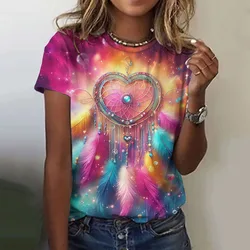 Summer Dreamcatcher 3D Print T-shirts Women Streetwear Casual Vintage Y2k Short Sleeve T Shirt O-neck Tees Tops Clothing