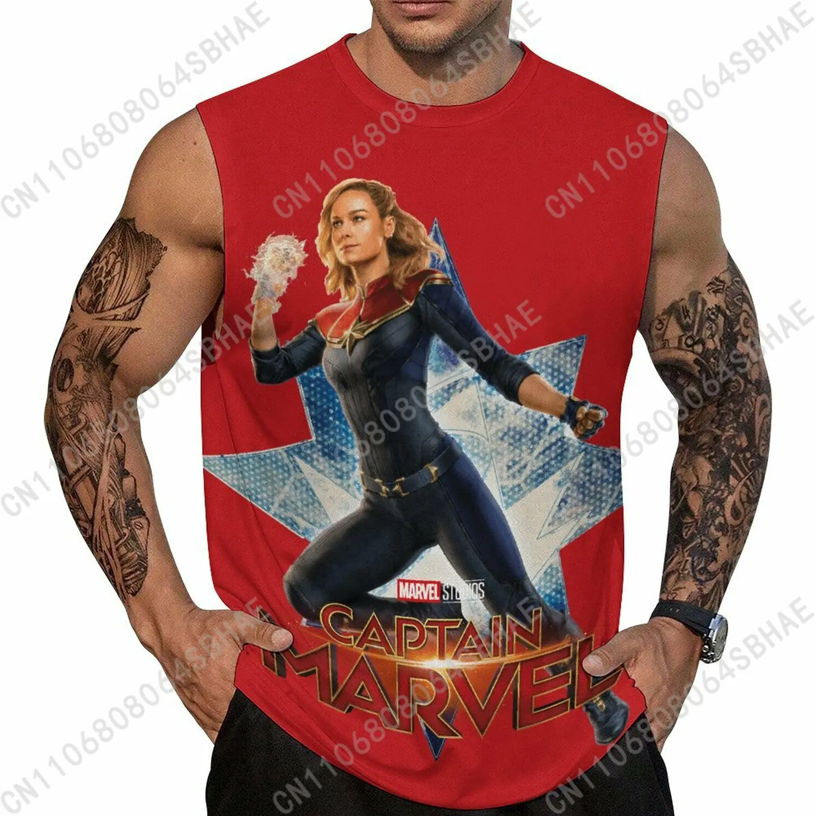 

Marvel Captain Marvel Custom Men's Sleeveless Shirt Personalized Tank Top Wear Summer Vest Tops Men Daily Use Cosplay