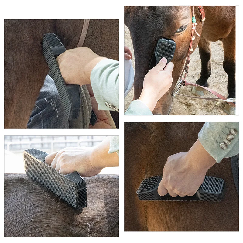 Horses Grooming Brush Pet Hair Removal Massage Sweat Cleaning Kit Grooming Horse Shedding Equestrian Horse Shedding Tool