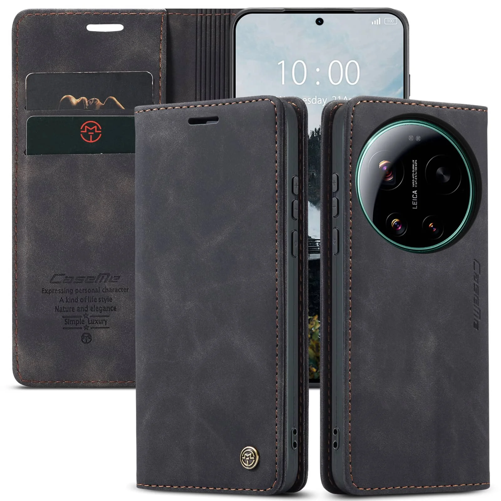 Flip-Wallet-Hülle für Xiaomi 17 Ultra/Xiaomi 17, PU-Leder Magnetische Folio-Abdeckung mit Kartenhalter, Ständer und Stoßfester TPU-Schutzhülle – Detail 1