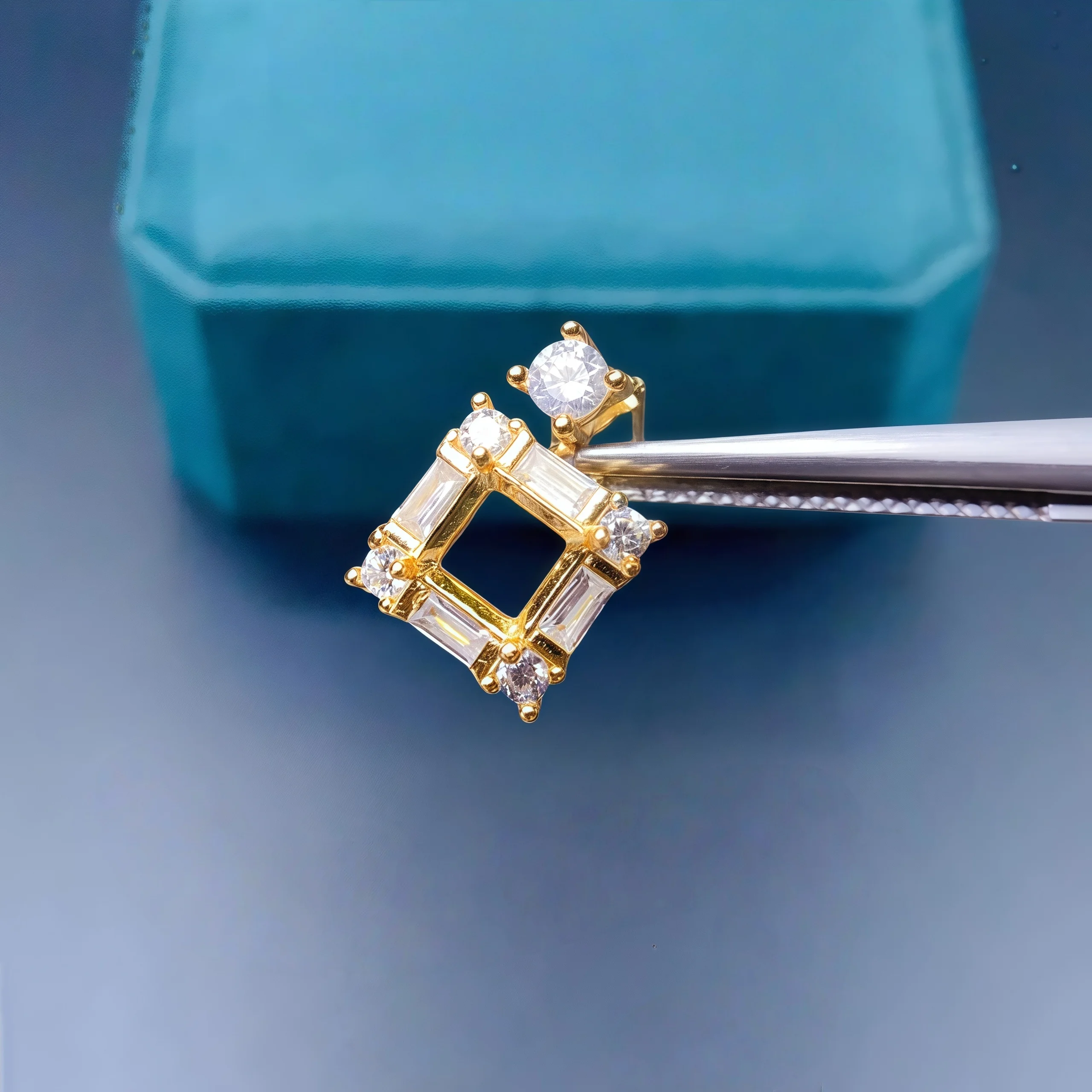 

L Real S925 Sterling Silver DIY Pendant Empty Holder Inlay 5mm Square Stone Fashion Fine Luxury Zircon Design Jewelry for Woman