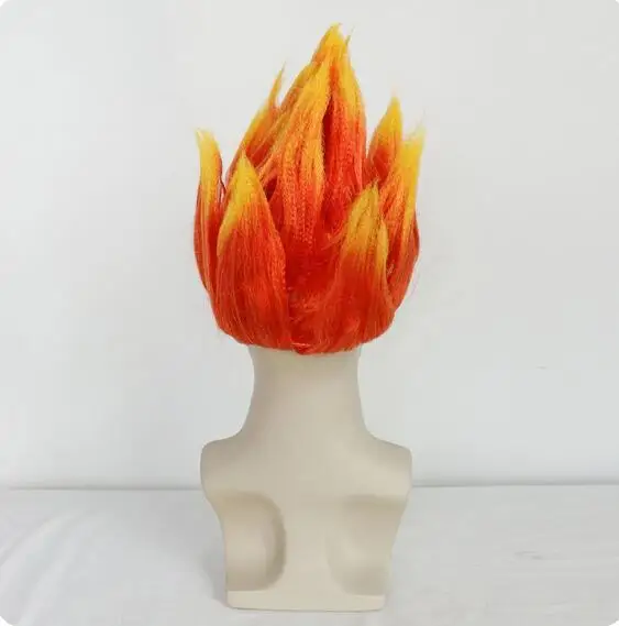 Flame Costume Synthetic Wig Pre-Styled Anger Fire Wig Two Tone Orange and Yellow Stylish Flame Wig Spiky Halloween